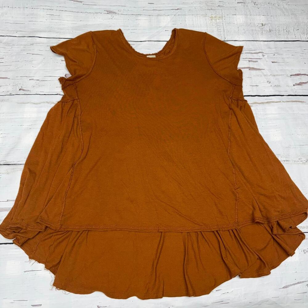 We The Free Babydoll Flowy Cotton Modal Rust Brown Medium Boho Top